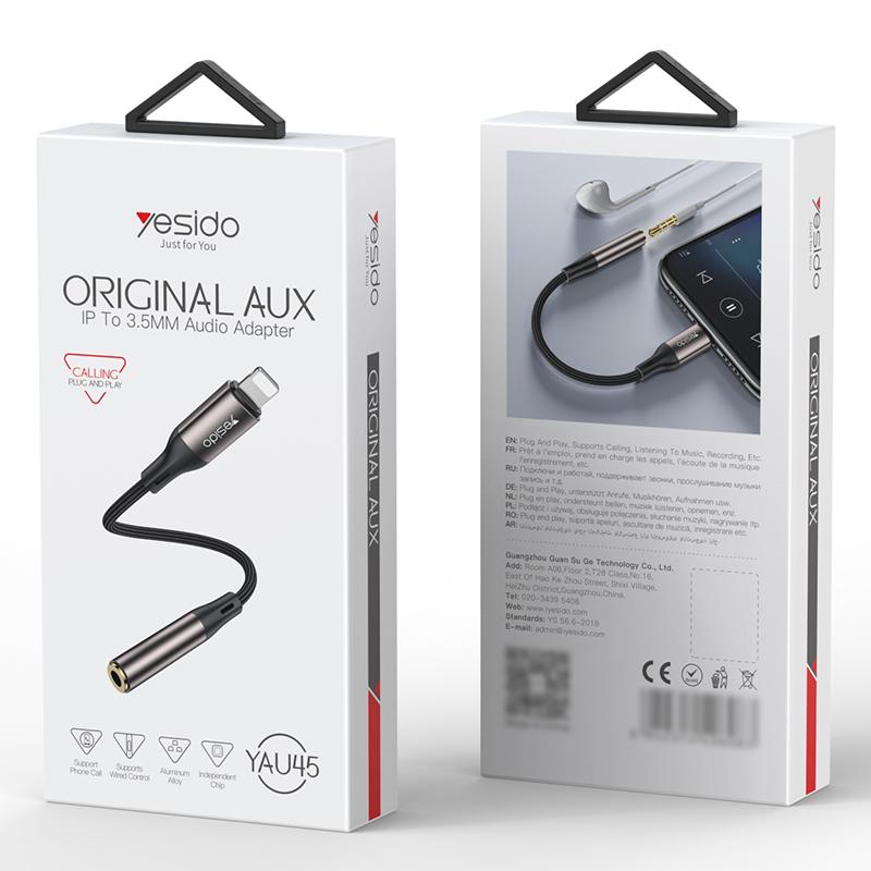 Yesido YAU45 Smart Aux Audio Cable – Integrated Independent Decoding Chip, Heavy-Duty Braided Wire & Aluminum Alloy Shell Supporting Line Control & Voice Calls