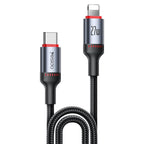 Yesido CA184 PD 27W 3A USB-C to Lightning Charging & Data Cable – 2m Durable Braided Design (Black)
