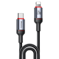 Yesido CA184 PD 27W 3A USB-C to Lightning Charging & Data Cable – 2m Durable Braided Design (Black)
