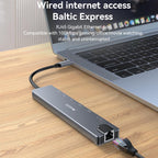 Yesido HB27 8-in-1 Type-C 3.1 Hub Adapter – 100W PD Fast Charging, 4K HDTV, Gigabit RJ45 Ethernet, Dual USB 3.0 & SD/TF Card Reader