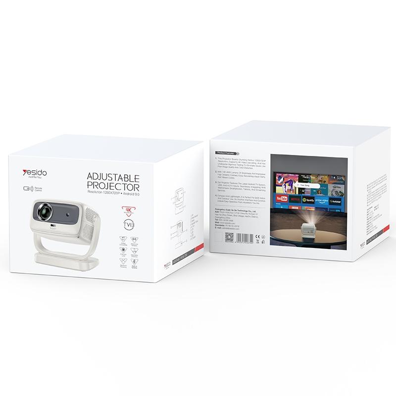Yesido TV13 Smart Android HD Projector – 190 ANSI Lumens, HiSilicon 352 Processor, Android 9.0, Bluetooth 5.1 & Up to 120-Inch Display