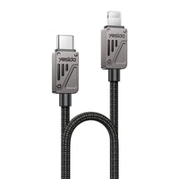 Yesido CA195 27W 3A USB-C to Lightning Zinc Alloy Data Cable – 1.2m Durable Braided Design (Black)
