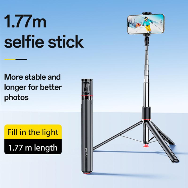Yesido SF30 1.7m Bluetooth Selfie Stick Tripod – Innovative Auto-Popup Ground Trigger, BT 5.2 Remote & Aluminum Alloy Pole