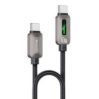 Yesido CA198 Glowing Type-C to Type-C Data Cable – 60W PD Fast Charging, 1.2m Durable Braided Design (Black)
