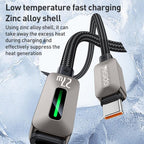 Yesido CA199 Glowing Type-C to Lightning Data Cable – 27W Fast Charging, 1.2m Durable Braided Design (Gray)