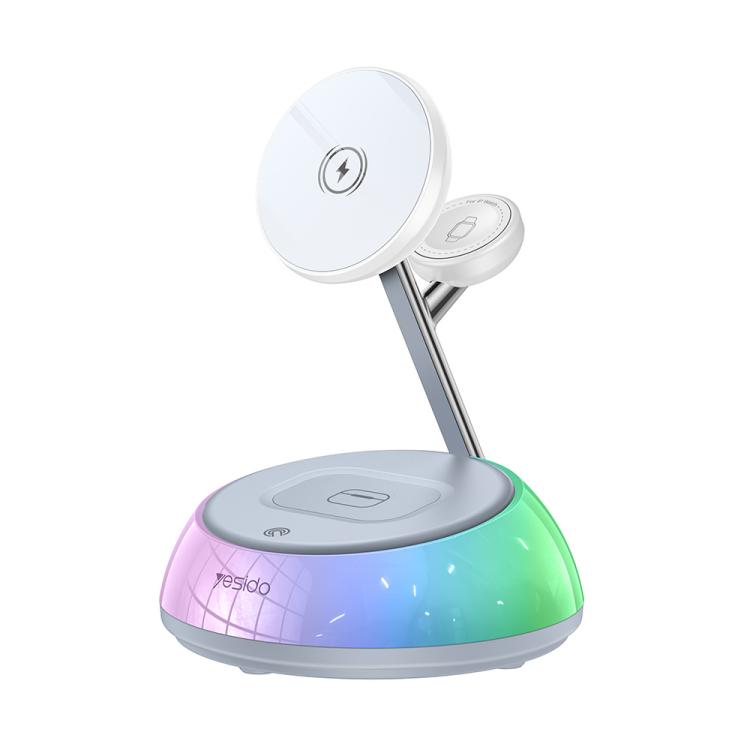 Yesido DS31 3-in-1 Magnetic Wireless Charging Stand with 5-Mode RGB Atmosphere Light