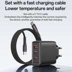 Yesido YC144C 65W GaN Fast Charger – 3 Ports (2C+1A) with 1.2m Type-C to Type-C Cable