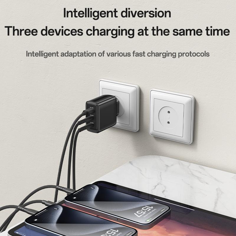 Yesido YC144C 65W GaN Fast Charger – 3 Ports (2C+1A) with 1.2m Type-C to Type-C Cable