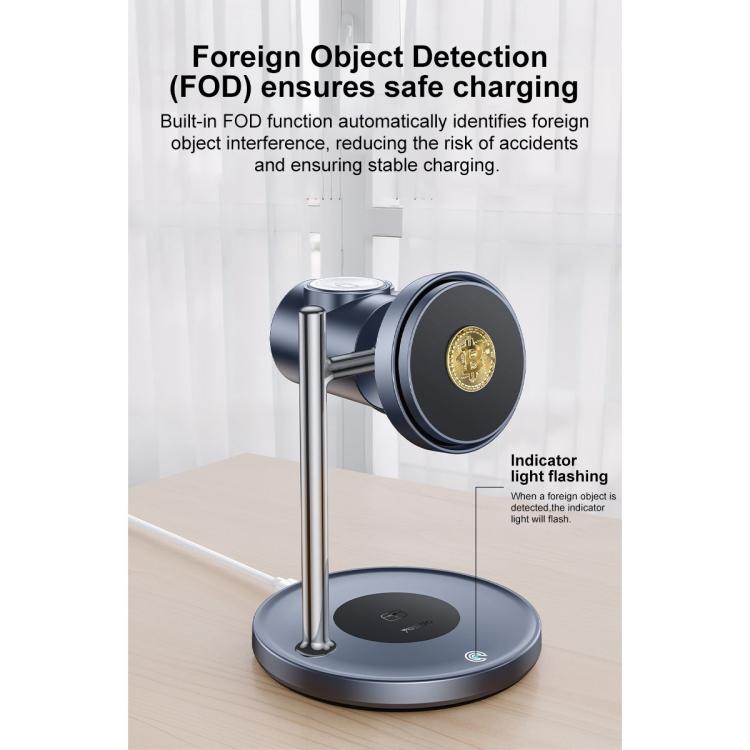 Yesido DS40 Qi2.2 3-in-1 Magnetic Wireless Charging Station for Phone, Watch & Earbuds