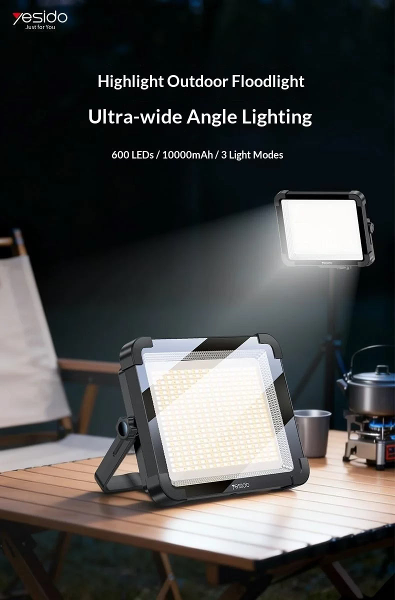 Yesido DH17 Professional 600 LED Emergency Light – 10000mAh Battery, 2400 Lumens, 3 Light Modes & Power Bank Function