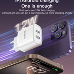 Yesido YC72 Dual USB-A Port Wall Charger – 12W Portable Travel Adapter with EU Plug