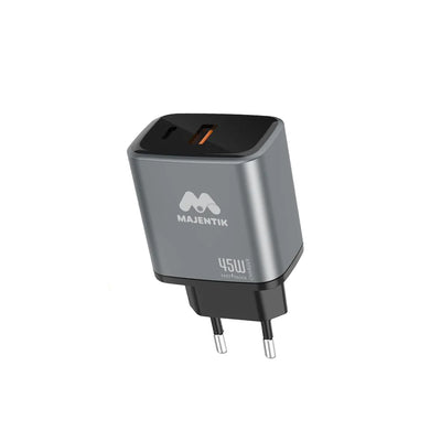 Majentik MC-006 45W GaN Fast Charger – Dual Port USB & PD Compact Wall Charger