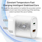 Yesido YC47 20W Fast Home Charger Set – Dual Port (USB + Type-C) with 1m Type-C to Lightning Cable