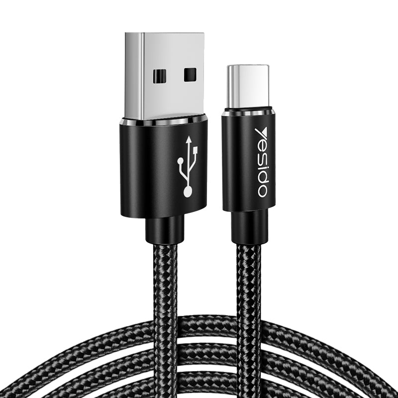 Yesido CA57 High-Output USB to Micro / Type-C Fast Charging Data Cable – 1.2m Heavy-Duty Nylon Braided Armor with Zinc Alloy Shells (2.4A Max)
