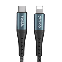 Yesido CA64 Type-C to Lightning Fast Charging Data Cable – 1.2m Heavy-Duty Nylon Braided Armor with Aluminum Alloy Shells (2.4A Max)