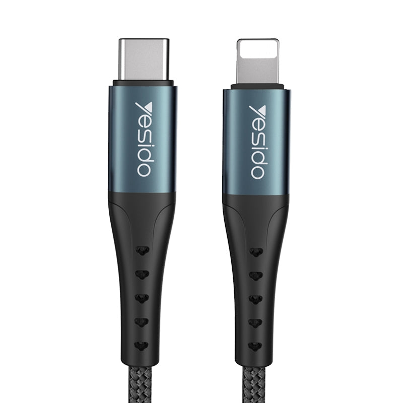 Yesido CA64 Type-C to Lightning Fast Charging Data Cable – 1.2m Heavy-Duty Nylon Braided Armor with Aluminum Alloy Shells (2.4A Max)