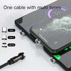 Yesido CA68 3-in-1 Magnetic Fast Charging Data Cable – 540-Degree Rotation Heavy-Duty Nylon Braided Cable (2.4A / 1m)