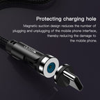 Yesido CA68 3-in-1 Magnetic Fast Charging Data Cable – 540-Degree Rotation Heavy-Duty Nylon Braided Cable (2.4A / 1m)