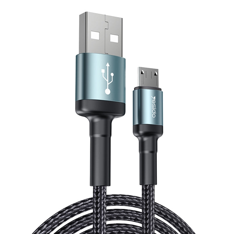 Yesido CA74 L-C USB to Lightning Fast Charging Data Cable – 1.2m Heavy-Duty Nylon Braided Armor with Aluminum Alloy Shells (2.4A Max)