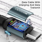 Yesido CA74 L-C USB to Lightning Fast Charging Data Cable – 1.2m Heavy-Duty Nylon Braided Armor with Aluminum Alloy Shells (2.4A Max)