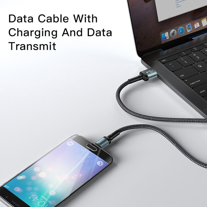 Yesido CA74 L-C USB to Lightning Fast Charging Data Cable – 1.2m Heavy-Duty Nylon Braided Armor with Aluminum Alloy Shells (2.4A Max)