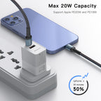 Yesido CA77 20W Type-C to Lightning PD Fast Charging Cable – 2m Long Heavy-Duty Nylon Braided Armor with Aluminum Alloy Shells