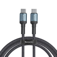Yesido CA78 60W Type-C to Type-C PD Fast Charging Cable – 1.2m Heavy-Duty Nylon Braided Cable with Aluminum Alloy Shells