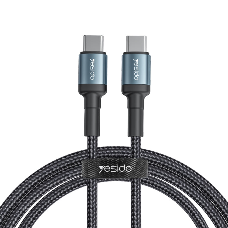 Yesido CA78 60W Type-C to Type-C PD Fast Charging Cable – 1.2m Heavy-Duty Nylon Braided Cable with Aluminum Alloy Shells