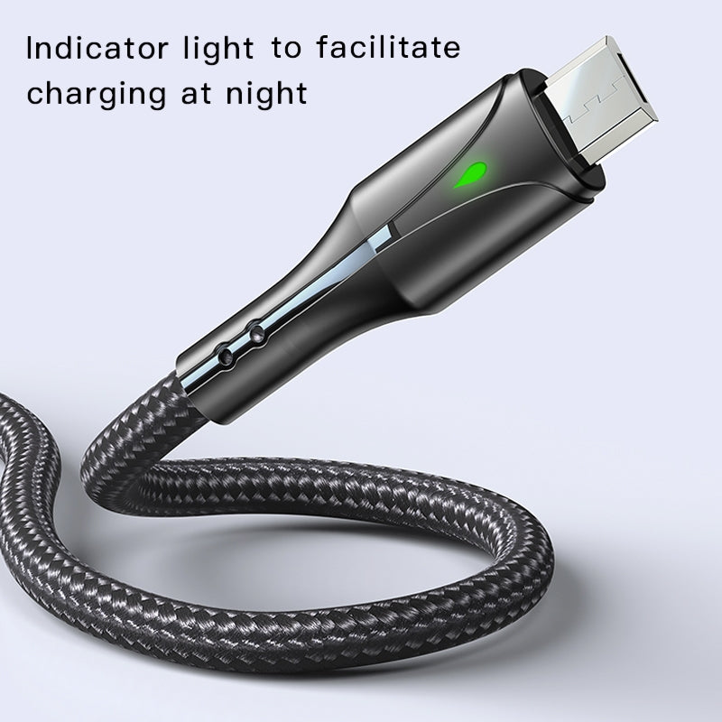 Yesido CA97 L-C Smart LED Display USB to Lightning Data Cable – 1.2m Heavy-Duty PP+PVC Braided Shielding with 2.4A Fast Charging
