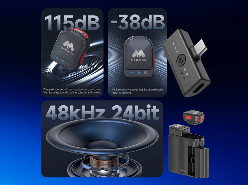 Majentik MM-001 2-in-1 Magnetic Wireless Microphone – Advanced Noise Canceling & Dual Compatibility for iPhone & Type-C