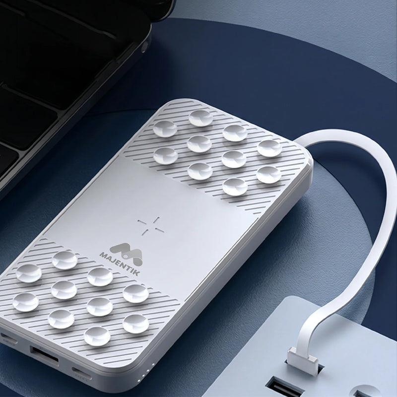 Majentik MJ-32 10000mAh Power Bank – Fast Charger with 4 Built-in Cables & Suction Cups