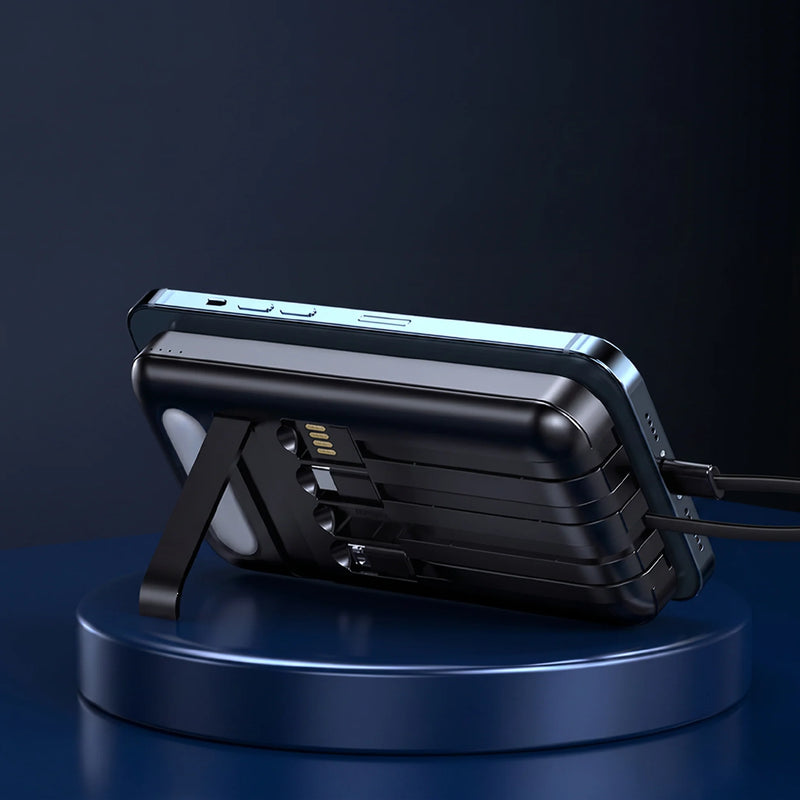 Majentik MJ-32 10000mAh Power Bank – Fast Charger with 4 Built-in Cables & Suction Cups