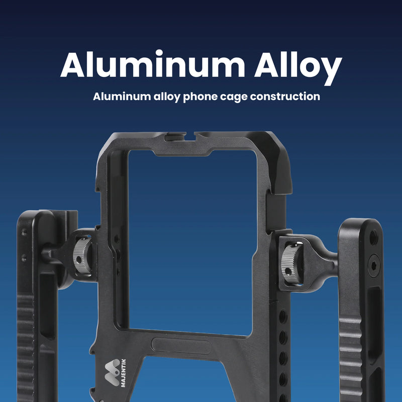 Majentik MR-005 Professional Smartphone Video Cage – Heavy-Duty Aluminum Rig with Detachable Dual Side Handles & Multi-Accessory Mounts