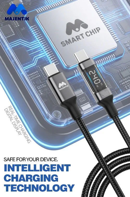 Majentik CL-020 240W Type-C to Type-C Fast Charging Cable with Real-Time Digital Power Display (100cm)