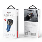 Yesido Y51 36W Dual QC3.0 Fast Car Charger – Zinc Alloy & Semi-Transparent Blue Design