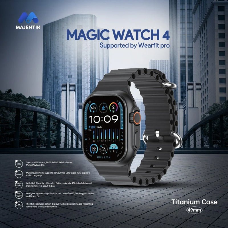 Majentik Magic Watch 4 Smartwatch – Bluetooth Calling & HD Display with AI Wearfit GPT