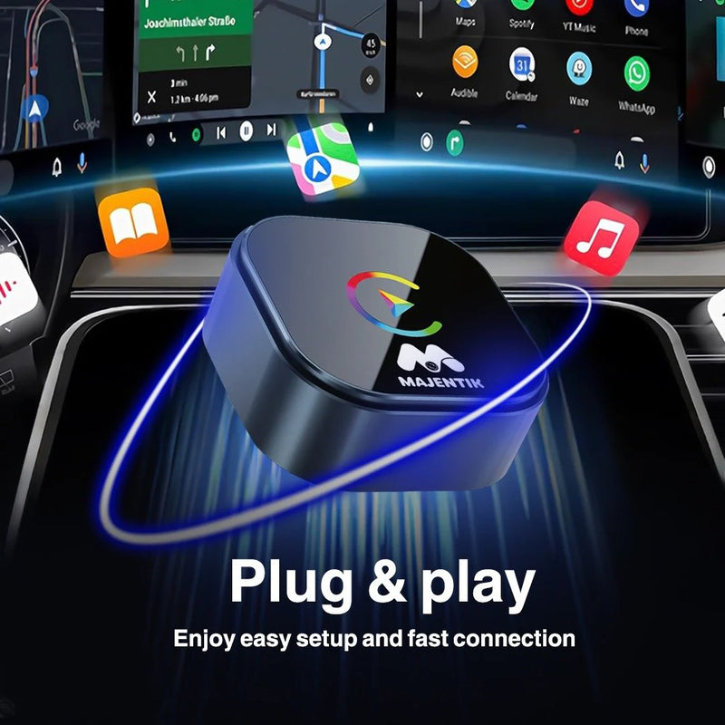 Majentik MMC-002 2-in-1 Wireless Car Adapter – Wired to Wireless CarPlay & Android Auto Converter