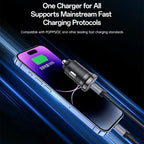 Yesido Y73 30W Dual Port Fast Car Charger – (USB + Type-C) with Type-C to Lightning Cable