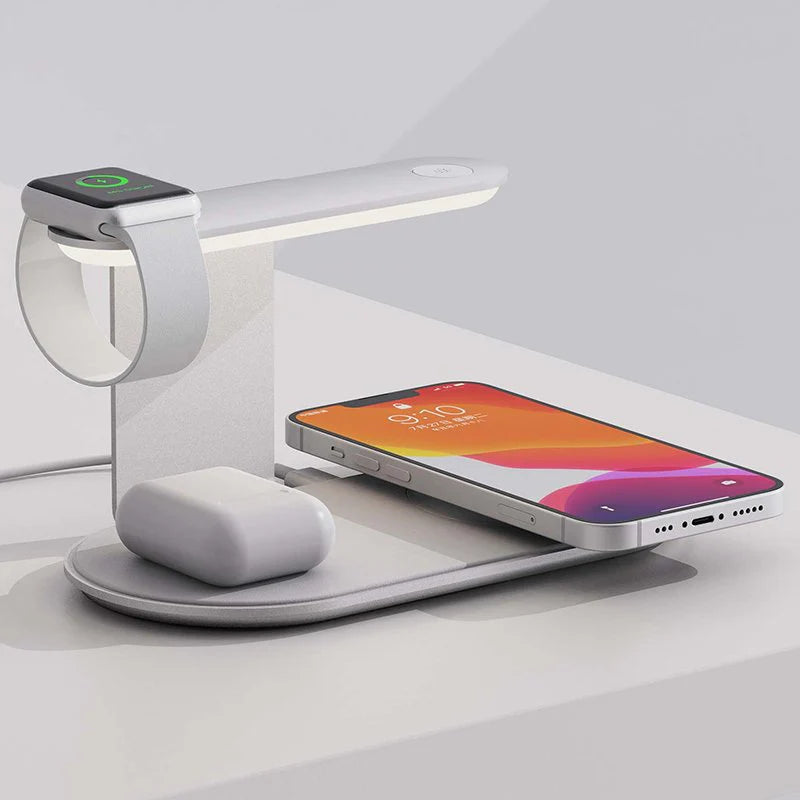 Majentik MW-17 4-in-1 Wireless Charger 15W – Compact Charging Dock with Light