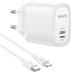 Yesido YC71 12W Dual Port Travel Charger – Includes 1M Type-C to Lightning Cable