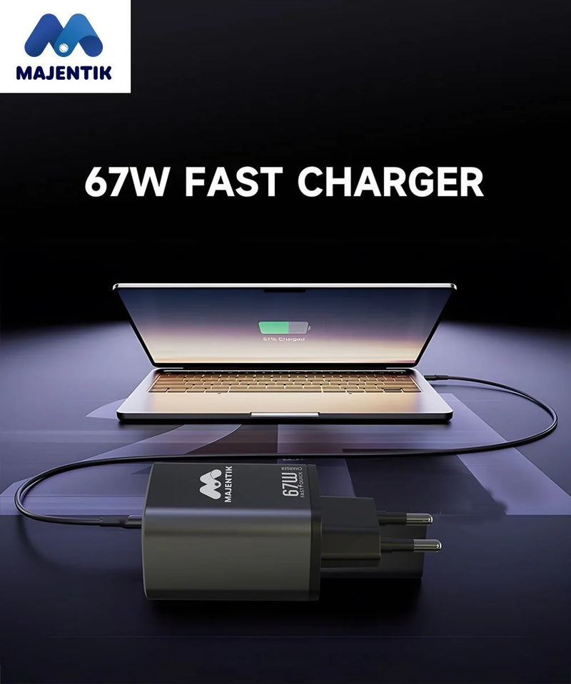 Majentik MC-007 67W GaN Fast Charger – Compact Wall Charger with Power Delivery
