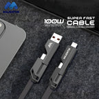 Majentik CL-012 4-in-1 Fast Charging Data Cable – 100W PD Fabric Braided with Auto Power-Off (1M)