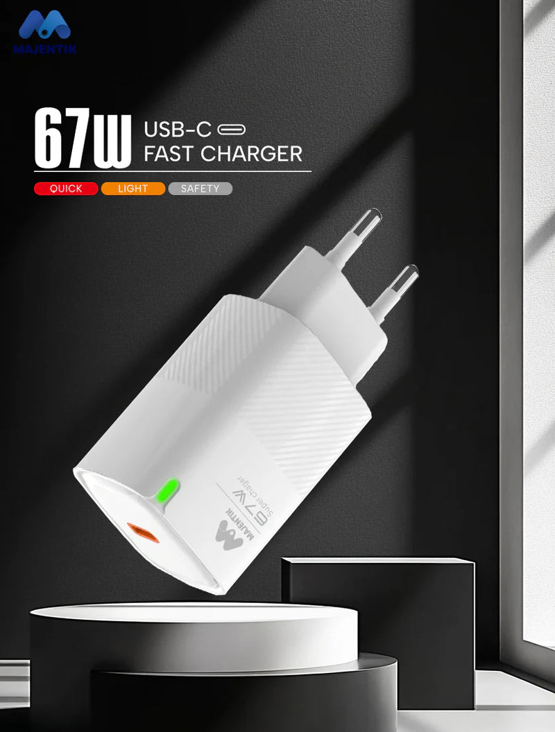 Majentik MC-009 67W USB-C Fast Charger – Compact Wall Charger with PPS Support