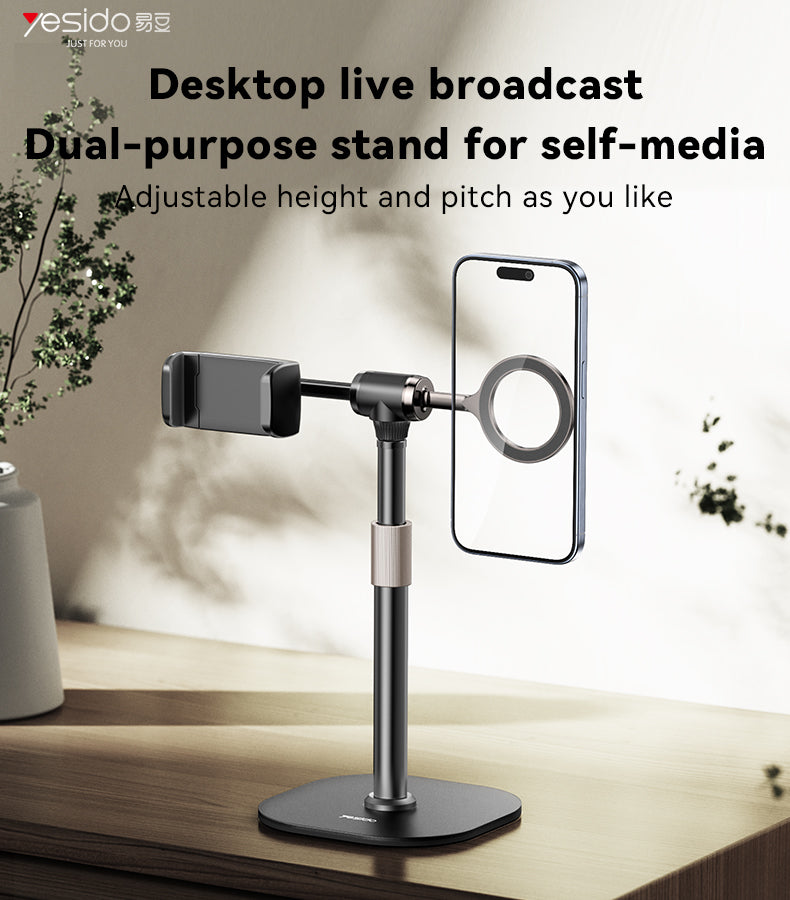 Yesido C297 Desktop Live Broadcast Phone Holder with 360 Rotation and 30-46CM Adjustable Height