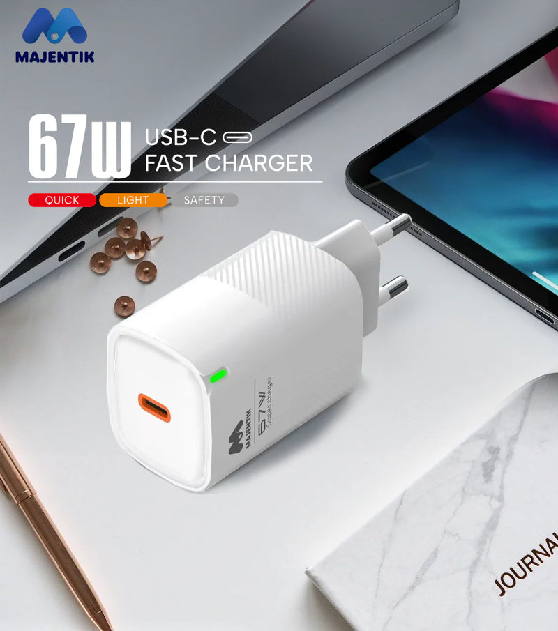 Majentik MC-009 67W USB-C Fast Charger – Compact Wall Charger with PPS Support