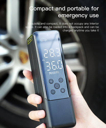 Yesido VC05 Portable Multifunction Car Air Pump – 20 Cylinder Fast Inflator with LED Display