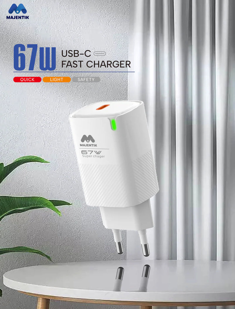 Majentik MC-009 67W USB-C Fast Charger – Compact Wall Charger with PPS Support