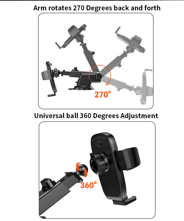 Yesido C262 Car Holder - Adjustable Telescopic Arm & Faux Leather Protection