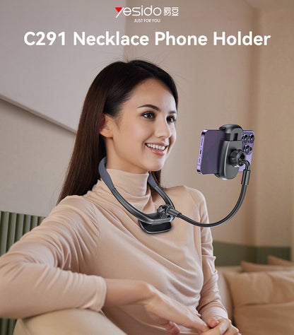 Yesido C291 Magnetic Neck Mounted Holder - 360° Rotatable Lazy Stand