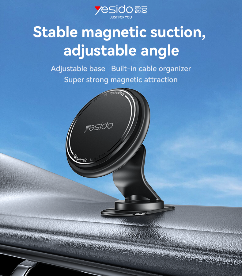 Yesido C220 Magnetic Phone Holder - 360° Rotation & Strong Dashboard Mount
